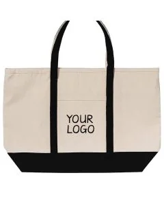 Custom Printed Organic Natural 23"W x 15"H Color Cotton Canvas Tote Bag with Zip Closure