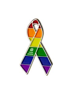 Custom Rainbow Ribbon Lapel Pin for LGBTQIA Pride and Awareness