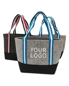 Custom Recyclable Felt Tote 16.14"W x 14.17"H Reusable Daily Use Bags Shopping Felt Cloth Tote Bag