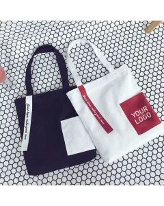 Custom Recycled Cotton 11.81"W x 13.78"H Promotional Bag Grocery Totes for Office School Travel
