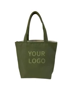 Custom Small Zippered Cotton 10.24"W x 9.06"H Tote Reusable Grocery Shopping Bag for Gift Toy Snack Promotion