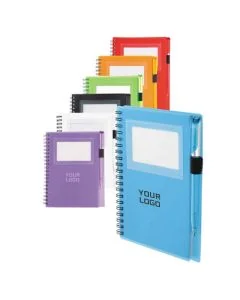 Custom Spiral Notebooks with A Matching Color Pen Clear Window