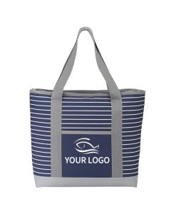 Custom Striped Canvas 13.75W x 13.75H Business Bag Zippered Shoulder Bags Shopping Tote for School Travel