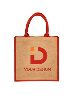 Custom Stylish Rope Handle Jute Tote Bag 12"H x 12" W