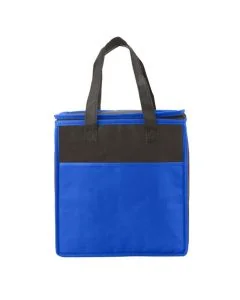 Custom Two-Tone Flat Top Insulated Nonwoven Grocery Tote 10.75" W x 11.5" H