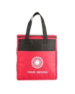 Custom Two-Tone Flat Top Insulated Nonwoven Grocery Tote 10.75" W x 11.5" H