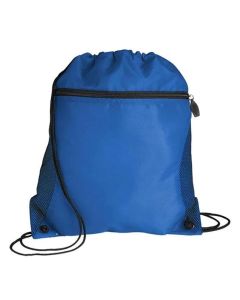 Custom Versatile Mesh Pocket Durable Polyester Drawstring Bag 16.5"H x 14" W