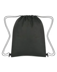 Custom Water-Resistant Non-Woven Drawstring Pack with Front Zipper 17.75"H x 14"W 