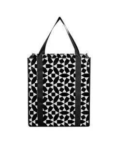 Custom Water-Resistant Non-Woven Geometric Shopping Tote Bag 13" W x 15" H