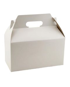 Custom White Gloss Gable Boxes 9.5W x 5H Paper Packing Box Bag for Cake Lunch Pastry Wedding Birthday Party