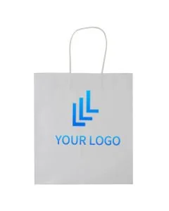 Custom White Kraft Paper Bag 12W x 12H Wide Square Takeout Bags Shopping Retail Tote