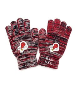 Custom Women Men Warm Striped Gloves Promotional Warm Stretch Knitted Winter Gloves