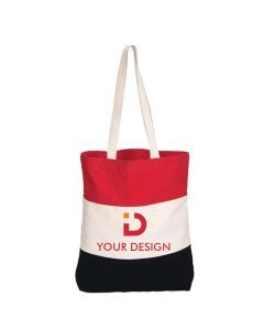 Customizable Daily Use Tri-Color Cotton Tote Bag 4.5" H x 14" W x 3.5" 