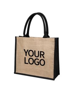 Custom Heavy Duty Handbag 17.75W x 13.75H Eco-friendly Reusable Shopping Jute Grocery Tote Beach Bag
