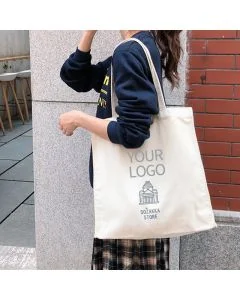 Custom logo printed Wholesale 11.81"W x 15.75"H Cotton Canvas Bag Grocery Shopping Tote Book Bag 