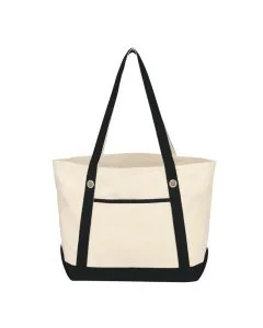 Customizable Medium Cotton Canvas Sailing Tote Bag 13" H x 20.5" W