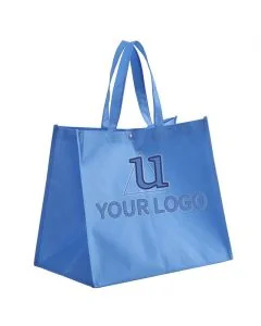 Custom Recycle Non-woven 15W x 13.75H Shopping Bag Grocery Tote Bags with Wide Gusset