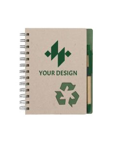 Customizable Spiral Notebook and Pen with 80 Recycled Pages