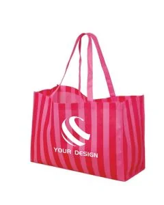 Customizable Striped Beach Style Polypropylene Tote Bag 14"H x 20" W