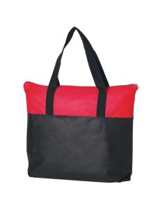 Customizable Water-Resistant Non-Woven Two Tone Zippered Tote Bag 15" H x 18" W