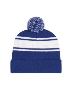 Customizable Winter Hat Two-Tone Knit Pom Beanie with Cuff 