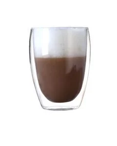 Custom  12oz/350ml Double Wall Glass Coffee Mugs Insulated Glass Cups for Hot Cold Drinks