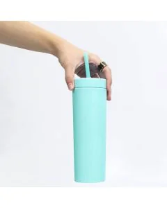 Custom 500ml Plastic Straight Cups Water Cup Matte Juice Tall Tumblers With Lid and Straw