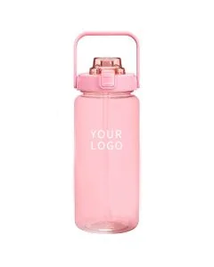 Custom BPA Free Half Gallon Water Bottle 64 oz Motivational Water Bottle with Straw & Sleeve Time Marker for Drinking