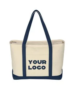 Custom Cotton Canvas 23W x 14H Zippered Shopping Tote Large Grocery Bags Retail Book Bag