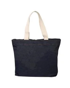 Custom Denim Shopping 13.5W x 17.25H Tote Large Grocery Bags Retail Book Bag