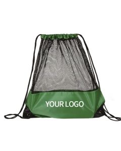 Custom Mesh Bag 12.8"W x 16.14"H Breathable Beach Bag Drawstring Bags for Gym Travel