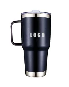 Custom BPA Free Reusable Coffee Cup 600ml 20oz Tumbler With Handle Stainless Steel Vacuum Insulated Mug