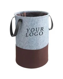 Custom Round Felt Bag 13" H Cylindered Eco-friendly Handbag Basket for Storage Shopping