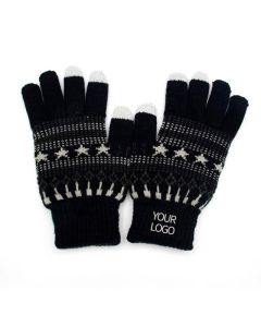 Custom Touch Screen Gloves Adult Jacquard Knitted Gloves Winter Gift Gloves