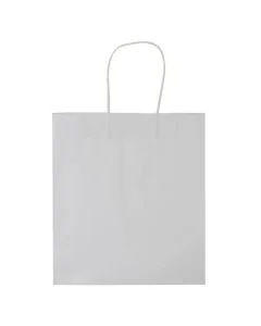 Custom White Kraft Paper Bag 12W x 12H Wide Square Takeout Bags Shopping Retail Tote