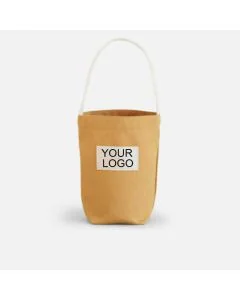 Custom Reusable Canvas Takeout 3.54" W x 7.48"H Bags  Grocery Shopping Gift Tote Small Carry Bags with One Wide Handle for Drinks