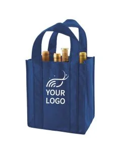 Custom Non-woven Wine 10W x11H Bag Reusable Shopping Tote 6 Bottle Wines Beer Carrier