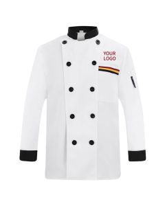 White Unisex Chef Coat Kitchen Long Sheeve Chef Uniform for Men and Women