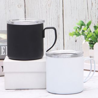 Custom 10oz Coffee Mug with Handle Insulated Stainless Steel Thermal Mug Vacuum Travel Coffee Cup with Lid
