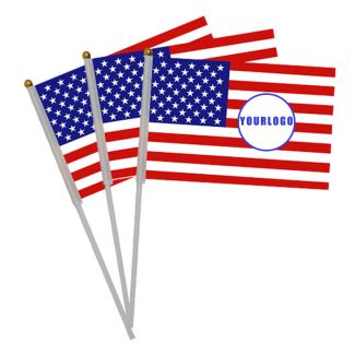 Custom Mini Flags Hand Held Cheering Banner Stick Flag for Vote Outdoor Events 