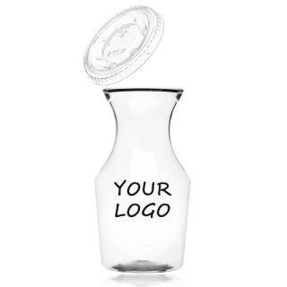 Custom 12oz. Plastic Wine Container Disposable Wine Carafe with Lid for Wine Tasting Event