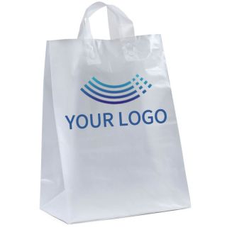 Custom 13W x 17H x 6 Plastic Handle Bags Reusable Boutique Shopping Retail Gift Bag