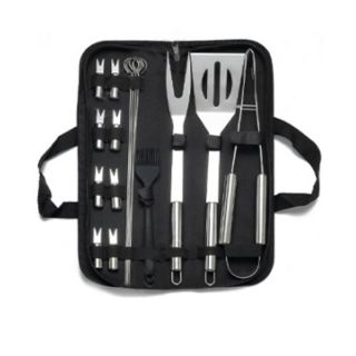 Custom 16PCS/SET BBQ Grill Tools Set Stainless Steel Barbecue Accessories With Oxford Bag