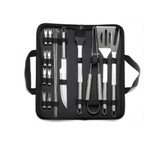 Custom 18PCS/SET  BBQ Grill Tools Set Stainless Steel Barbecue Accessories With Oxford Bag