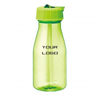 Custom 430ml Plastic Cute Water Bottle Portable Leakproof Square Sports Bottle with Straw