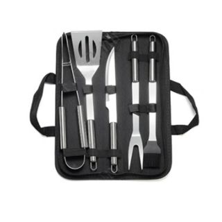 Custom 5PCS/SET Stainless Steel Barbecue Tools Accessories With Oxford Bag for Outdoor BBQ