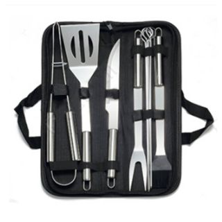 Custom 9PCS/SET Stainless Steel Barbecue Tools Accessories With Oxford Bag for Outdoor BBQ