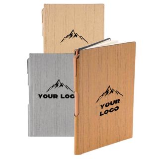 Custom A5 Wooden Pattern Notebook PU Journal with Pen Set for Home Office