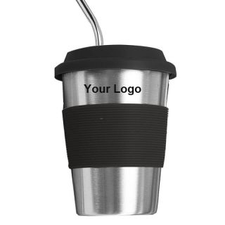 Custom Anti-slip Stainless Steel Insulated Cup Coffee Travel Mug With Silicone Lid