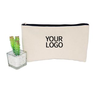 Custom Beauty Cotton Canvas Cosmetic Bags 11.02"W x 7.09"H Zippered Makeup Pouch Travel Storage Bag